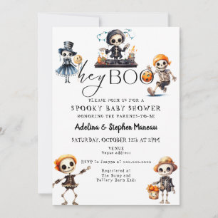 Chic Hey Boo Halloween Spooky Costume Baby Dusche Einladung