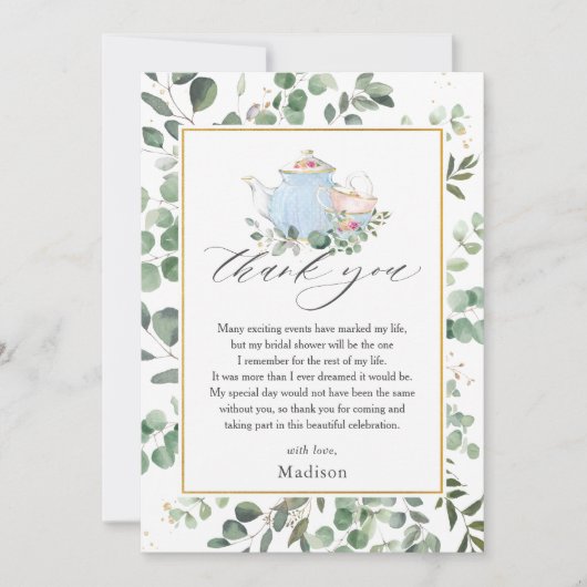 Chic High Tea Party Grünes Brautparty Dankeskarte (Vorderseite)