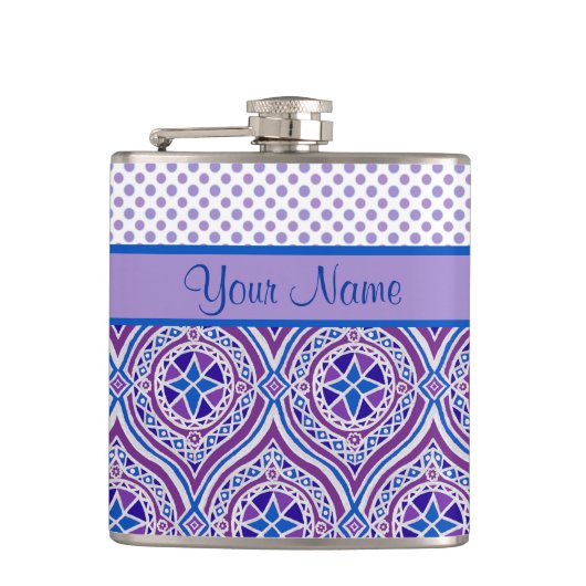 Chic Hip Flask to Personalize: Mauve, Blue Flachmann (Vorderseite)