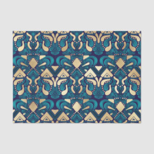 Chic Hipster Gold Emerald Blue Tribal Künstlerisch Seidenpapier