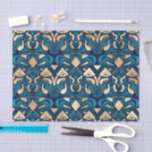 Chic Hipster Gold Emerald Blue Tribal Künstlerisch Seidenpapier (Handwerk)