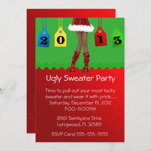 Chic Holiday/Christmas Ugly Sweater Party Einladung (Vorne/Hinten)