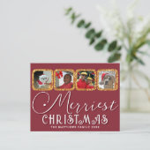 Chic Holiday Foto Script Gold Weihnachten Postkarte (Stehend Vorderseite)
