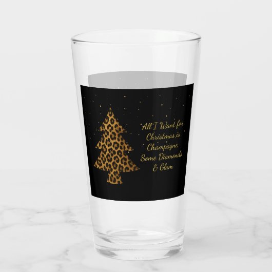 Chic Holiday Leopard Tree Design Glas (Rückseite)