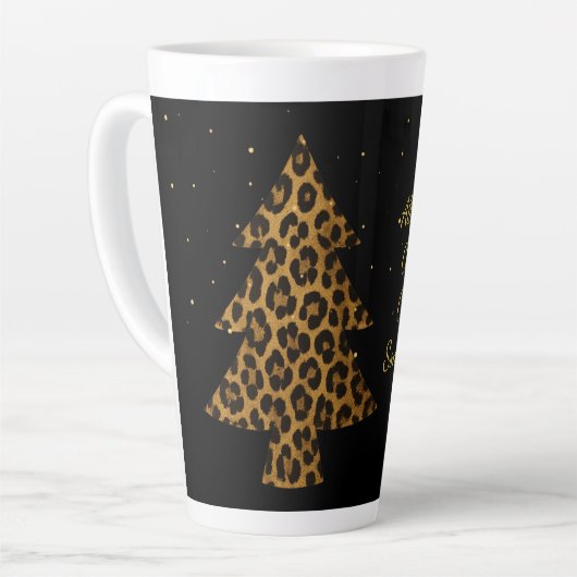 Chic Holiday Leopard Tree Design Milchtasse (Linke Ecke)