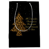 Chic Holiday Leopard Tree Design Mittlere Geschenktüte (Vorderseite)
