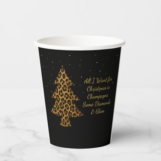 Chic Holiday Leopard Tree Design Pappbecher (Vorderseite)