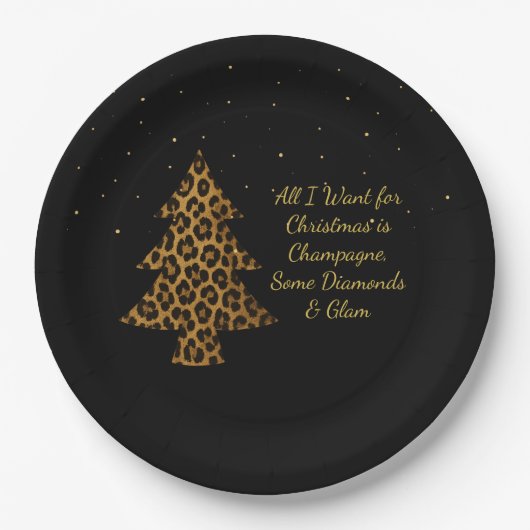 Chic Holiday Leopard Tree Design Pappteller (Vorderseite)