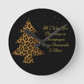 Chic Holiday Leopard Tree Design Runde Wanduhr (Vorderseite)