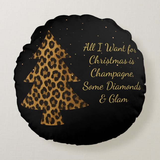 Chic Holiday Leopard Tree Design Rundes Kissen (Vorderseite)