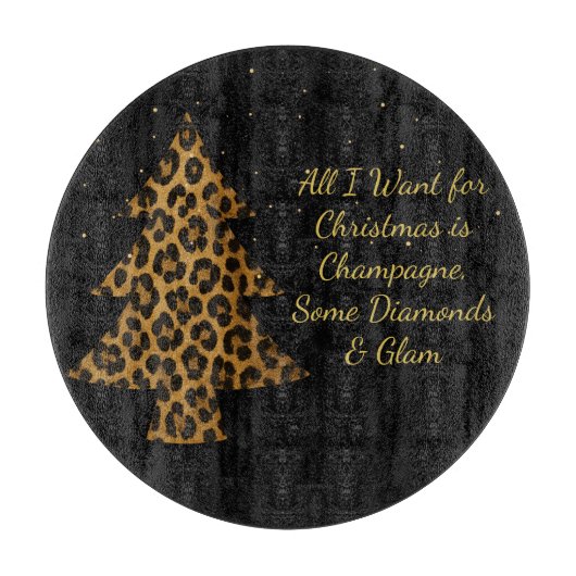 Chic Holiday Leopard Tree Design Schneidebrett (Vorderseite)