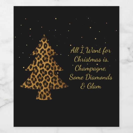 Chic Holiday Leopard Tree Design Weinetikett (Einzelnes Label)