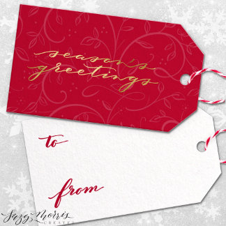 Chic Holiday Red and Gold Gift Tags Geschenkanhänger