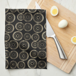Chic Holiday Season Custom Monogram Gold Muster Geschirrtuch