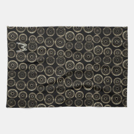 Chic Holiday Season Custom Monogram Gold Muster Geschirrtuch