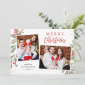 Chic Holly Berries Frohe Weihnachten 2 Foto (Stehend Vorderseite)