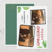 Chic Holly Berries Frohe Weihnachten 2 Foto-Karte (Vorne/Hinten)