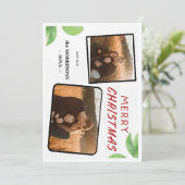 Chic Holly Berries Frohe Weihnachten 2 Foto-Karte (Stehend Vorderseite)