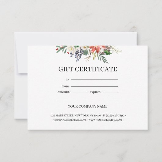 Chic Holly Berry & Blätter Gutschein (Rückseite)