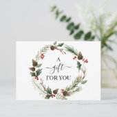 Chic Holly Berry & Leaves Wreath Gift Certificate (Stehend Vorderseite)