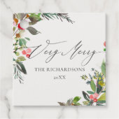 Chic Holly Berry Pine Sehr frohe Weihnachtsrahmen Geschenkanhänger (Vorderseite)