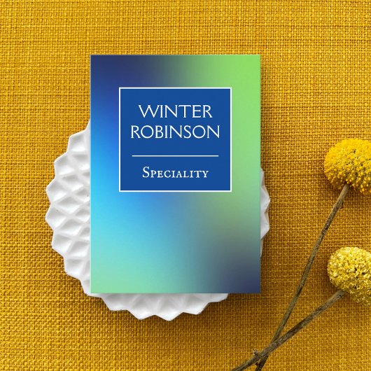 Chic holografisch blau grün türkis vertikal visitenkarte