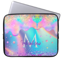 Chic holografische Einhorn-Tropfen Glitzer Monogra
