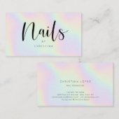 Chic holografisches Drehbuch für Regenbogen-Nägel Visitenkarte (Vorne/Hinten)