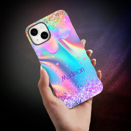Chic holografisches Einhorn-Tropf-Glitzer-Monogram Case-Mate iPhone Hülle