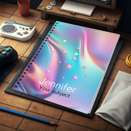 Chic holografisches Einhornsternmonogramm Notizblock