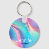 Chic holografisches Einhornsternmonogramm Schlüsselanhänger (Rückseite)