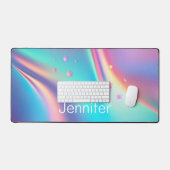 Chic holografisches Einhornsternmonogramm Schreibtischunterlage (Tastatur & Maus)