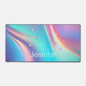 Chic holografisches Einhornsternmonogramm Schreibtischunterlage (Vorderseite)