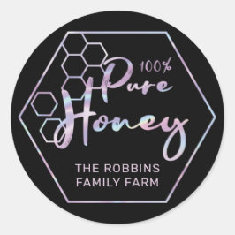 Chic Holographic 100% Pure Honey Jar Labels Runder Aufkleber
