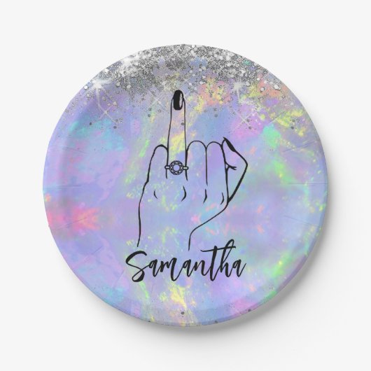 Chic Holographic Junggeselinnen-Abschied | BRAUTPA Pappteller (Vorderseite)