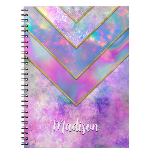 Chic holographic mädchenhaft rosa Sketchbook Notizblock (Vorderseite)