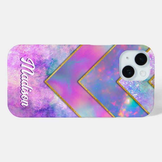 Chic holographic mädchenhaft stilvoll pink Case-Mate iPhone hülle (Rückseite (Horizontal))
