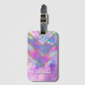 Chic holographic mädchenhaft stilvoll pink gepäckanhänger (Vorderseite Vertikal)