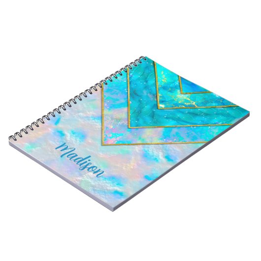 Chic holographic mädchenhaft stylish blue sketchbo notizblock (Linke Seite)