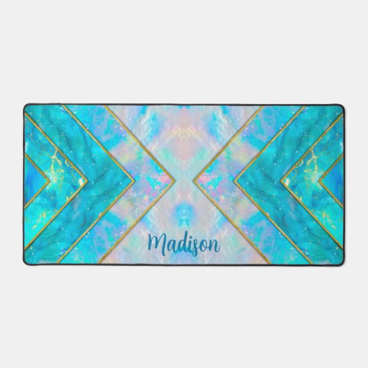 Chic holographic mädchenhaft stylish blue sketchbo schreibtischunterlage (Vorderseite)