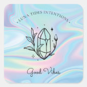 Chic Holographic Magic Intention Candles Label Quadratischer Aufkleber (Vorderseite)