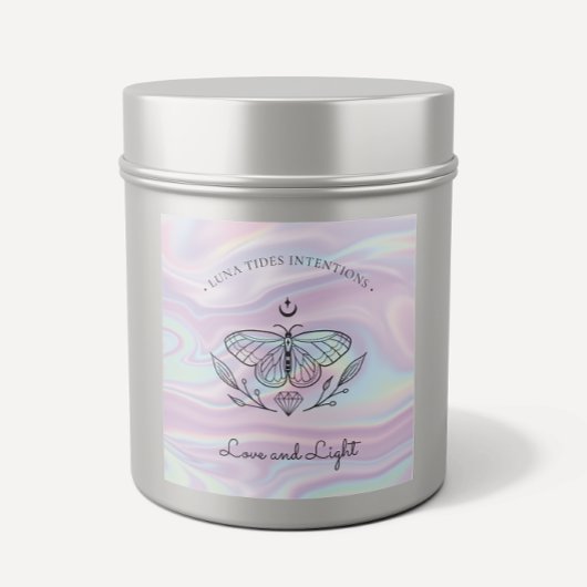 Chic Holographic Magic Intention Candles Label Quadratischer Aufkleber