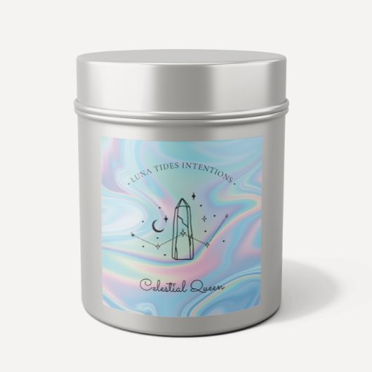 Chic Holographic Magic Intention Candles Label Quadratischer Aufkleber