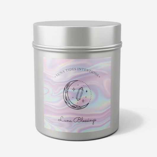 Chic Holographic Magic Intention Candles Label Quadratischer Aufkleber