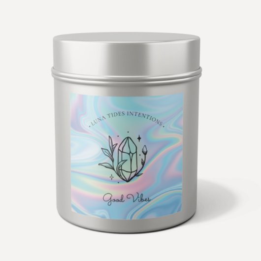 Chic Holographic Magic Intention Candles Label Quadratischer Aufkleber