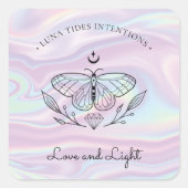 Chic Holographic Magic Intention Candles Label Quadratischer Aufkleber (Vorderseite)