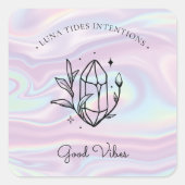 Chic Holographic Magic Intention Candles Label Quadratischer Aufkleber (Vorderseite)