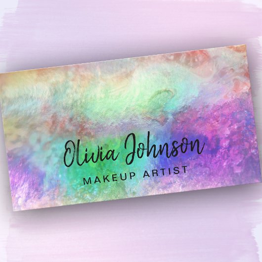 Chic Holographic Opal Stone Business Card Visitenkarte