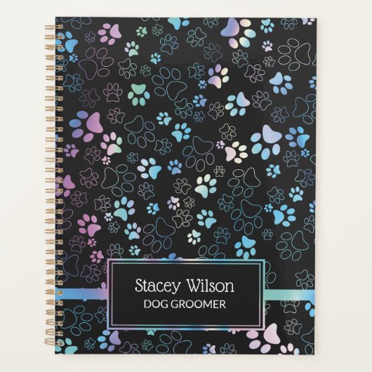 Chic Holographic Paw Print Pattern Dog Groomer Planer (Vorderseite)