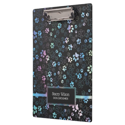 Chic Holographic Paw Print Pattern Klemmbrett (Links)